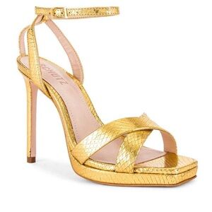 SCHUTZ Gold Snake Pattern Heels